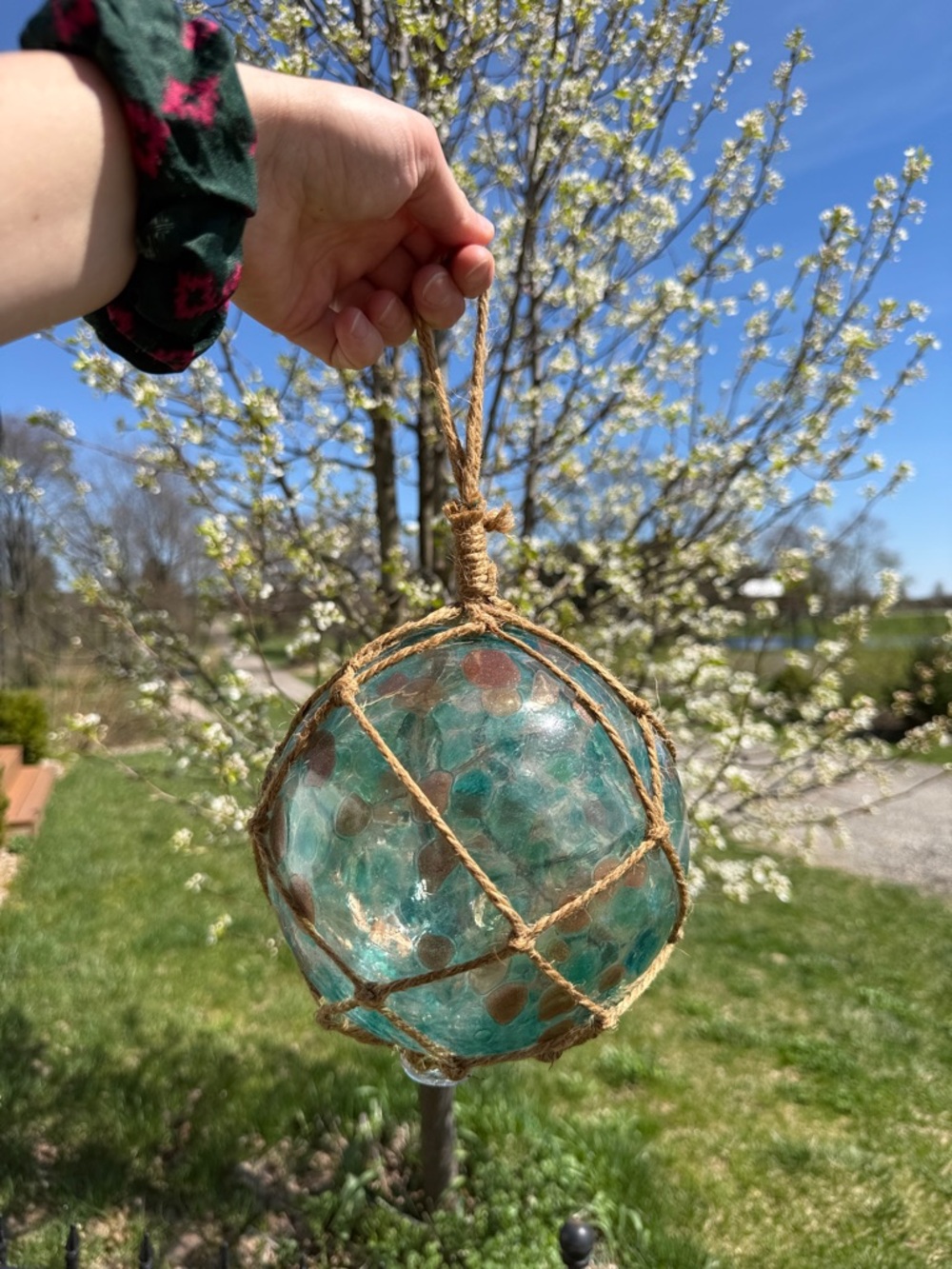 Glass Float Sea Ball 7” with Netting Decor